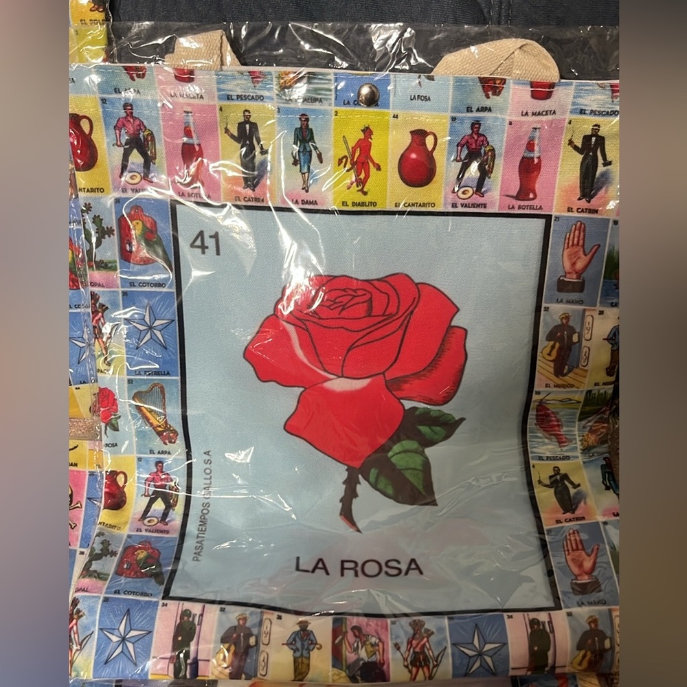 La Rosa, Mexican Loteria Tote Bag, Button closure
